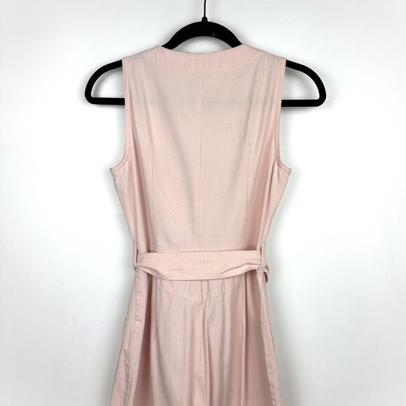 Whistles Alex Zip Front Tie Waist Sleeveless Jumpsuit Pale Pink Size 2 - Picture 7 of 12